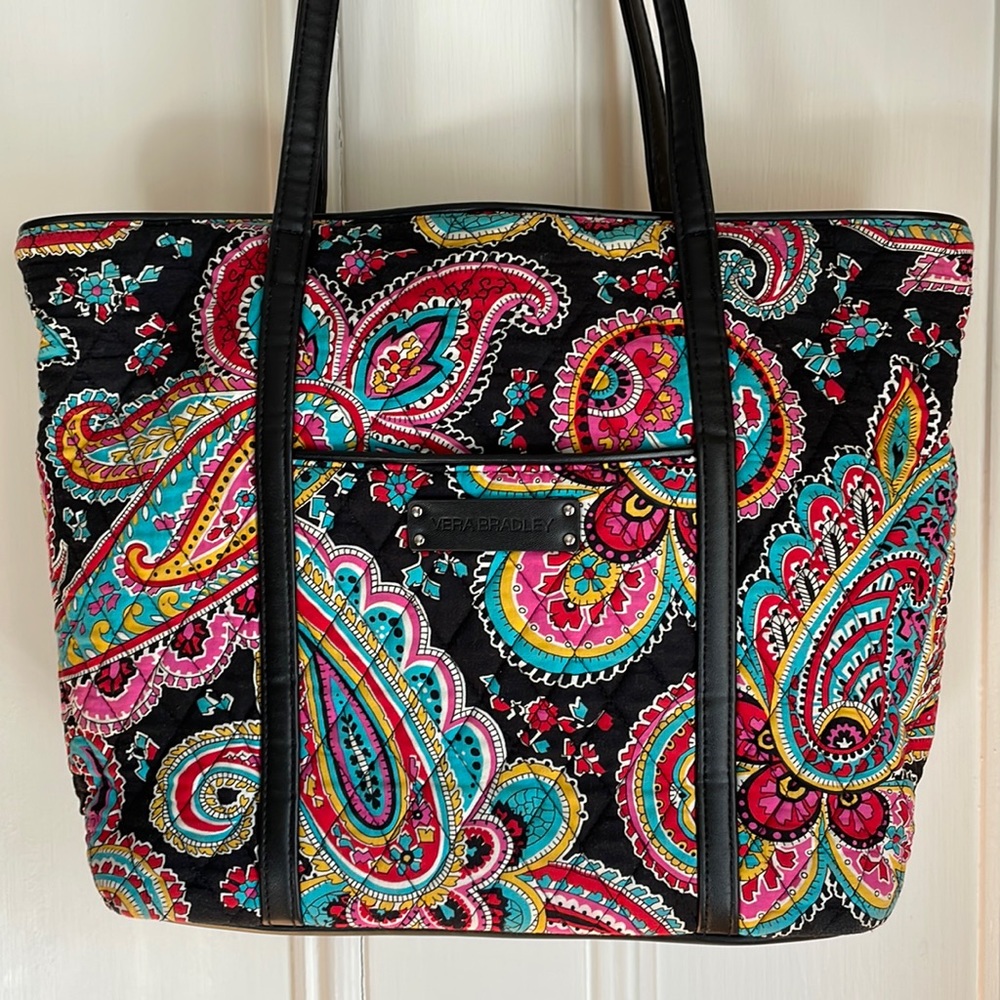 Vera Bradley Top Zip Tote With Leather Straps Gem